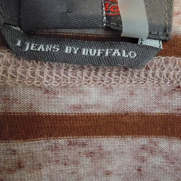 Jeans By Buffalo Striped Linen Poly Cotton Blend Shirt Size L Women’s Classic - Picture 4 of 7